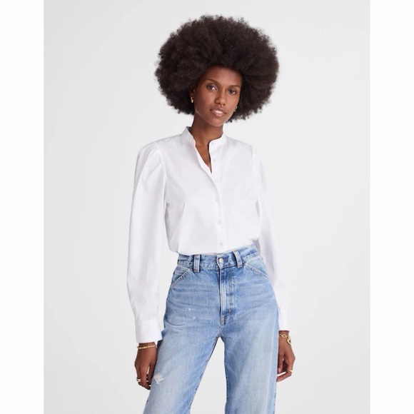 NWT! Madewell - Puff-Sleeve Button-Up Shirt - White - Size Extra Small (XS) - Picture 3 of 8